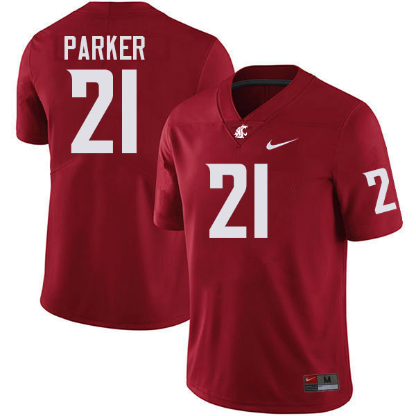 Men #21 Wayshawn Parker Washington State Cougars College Football Jerseys Stitched-Crimson